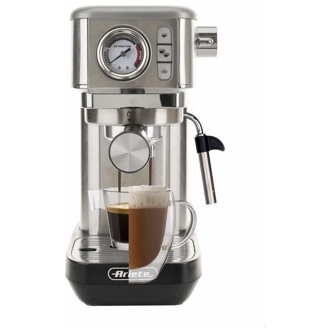Ariete 1381 Macchina da Caffe' con Manometro 1300W Capacita' 1.1 Litri 15 Bar di Pressione Dispositivo Cappuccino Silver
