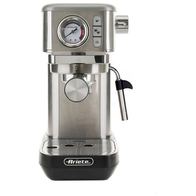 Ariete 1381 Macchina da Caffe' con Manometro 1300W Capacita' 1.1 Litri 15 Bar di Pressione Dispositivo Cappuccino Silver