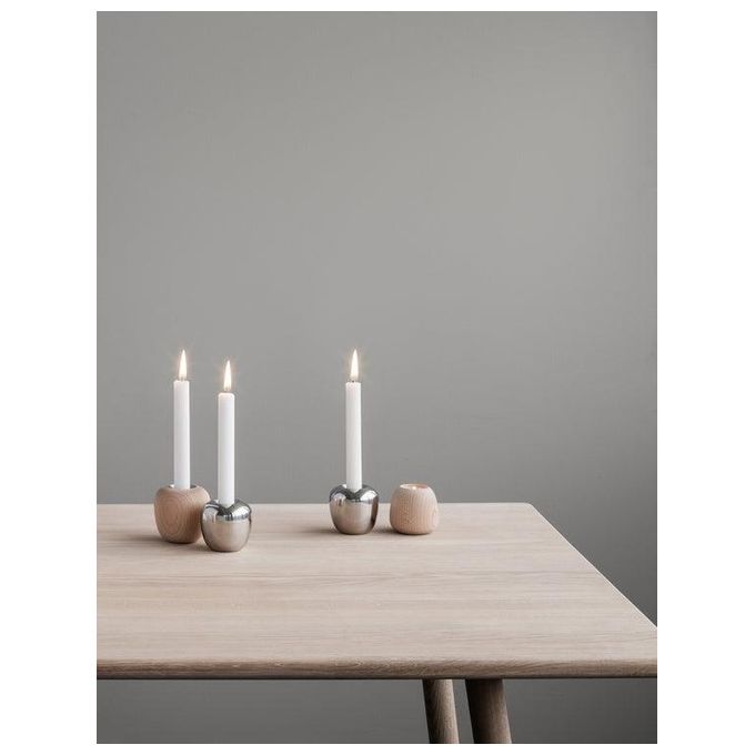 Stelton Ora Porta Candele 6.5cm Legno di Faggio