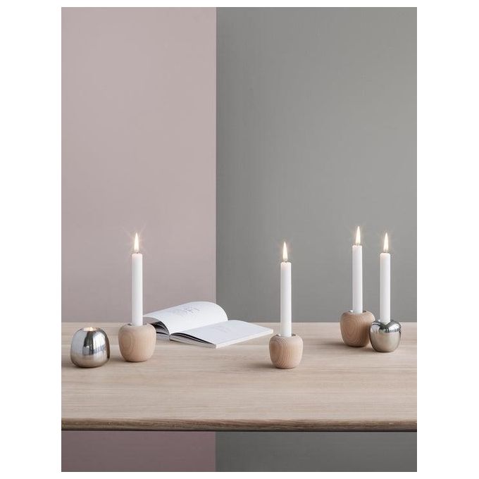 Stelton Ora Porta Candele 8cm Legno di Faggio
