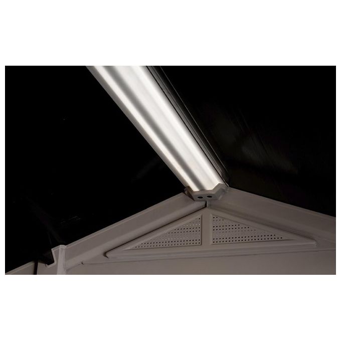 Keter K209871 Factor Casetta da Giardino in Resina 256.5x182x243 cm Pavimento Incluso 2 Mensole colore Beige