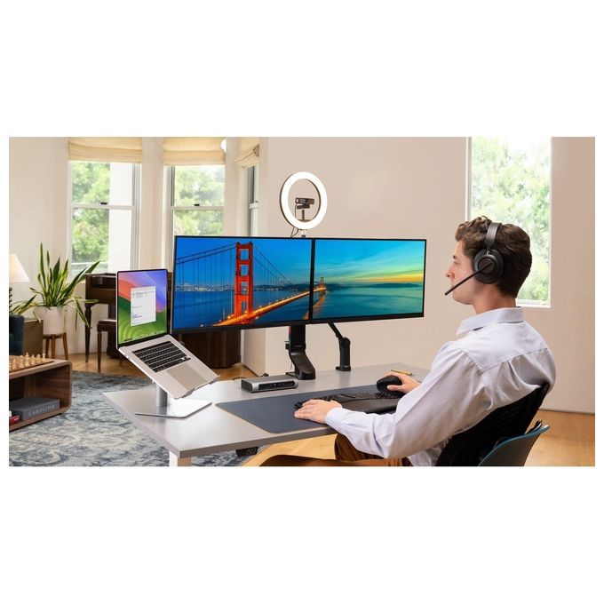 Kensington K50424WW Supporto Universale per Laptop Altezza Regolabile 151-200 mm Inclinazione 0-45° Materiale Acciaio Alluminio Silicone colore Argento