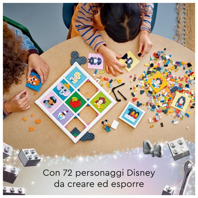 LEGO Disney 43221 100 Anni di Icone Disney, Set Arti e Mestieri con Personaggi, 72 Mosaici da Creare e Minifigure di Topolino