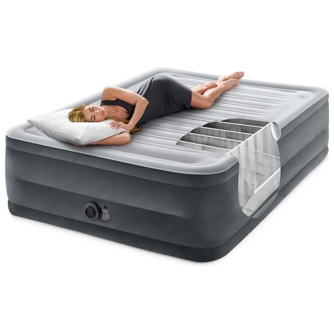 Intex Materasso Dura-Beam Comfort Plush Matrimoniale 152x203x56 Grigio per Piscine e Campeggio