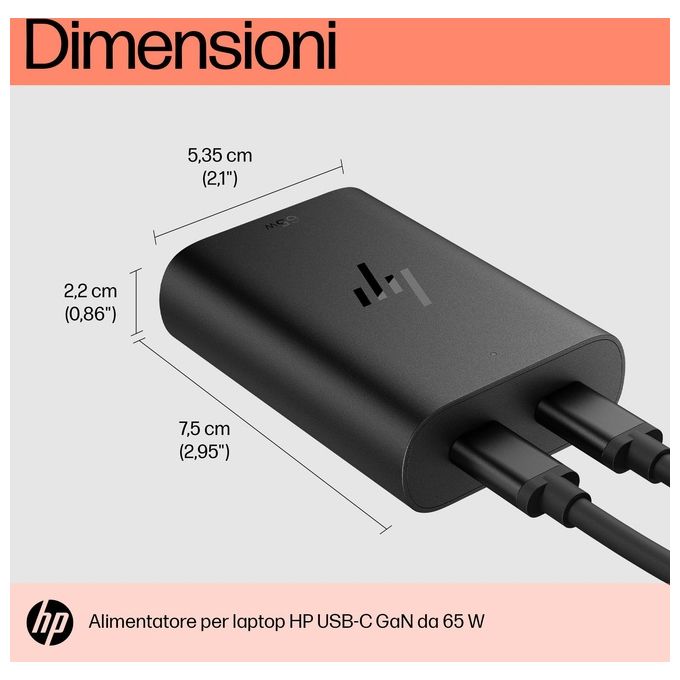 HP Caricabatterie per Laptop USB-C GaN da 65 W