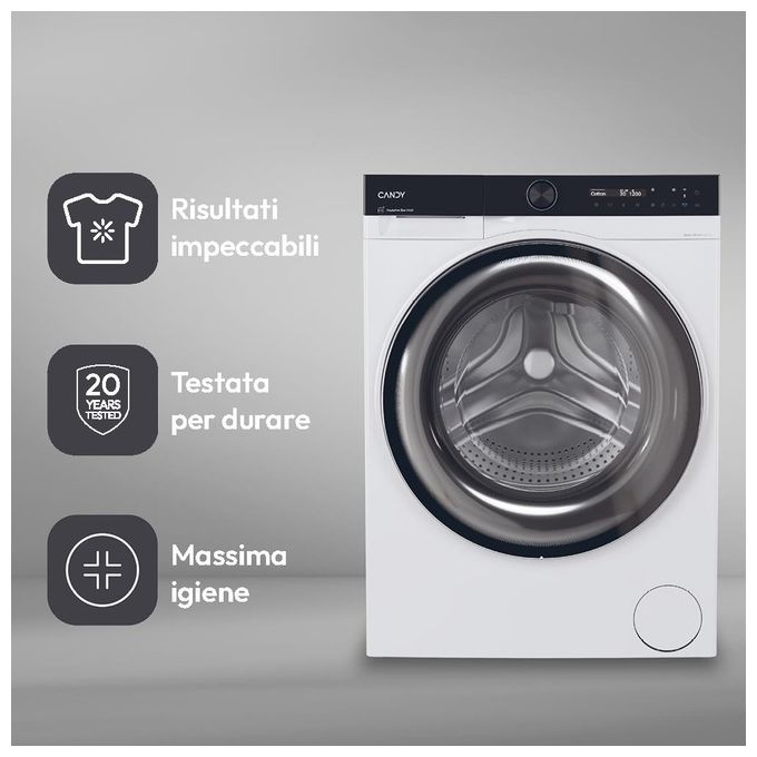 Candy BS49SB8S ProWash 700 Lavatrice Frontale 9 Kg 1400 rpm Classe A Inverter Wi-Fi Vapore (85x60x52 cm) colore Bianco