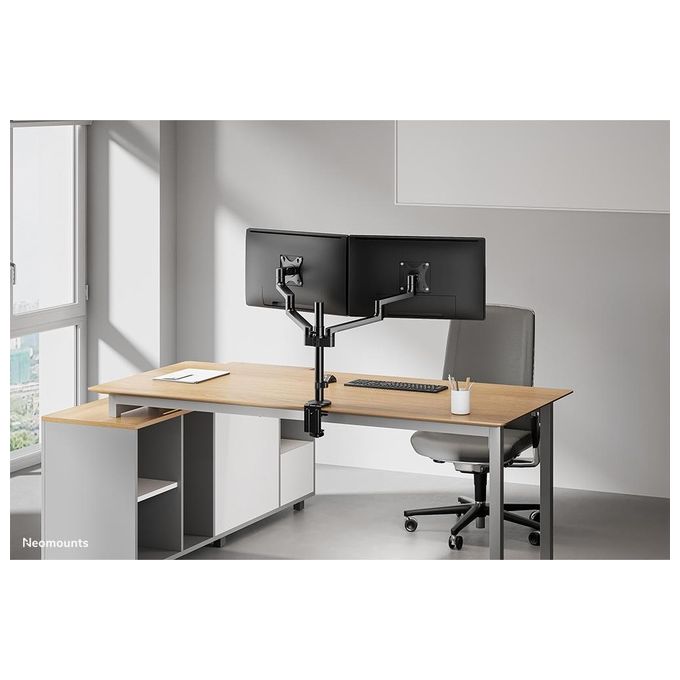 Newstar Neomounts Screen Desk Mount Supporto da Scrivania Full Motion per Due Schermi 17-27'' Nero