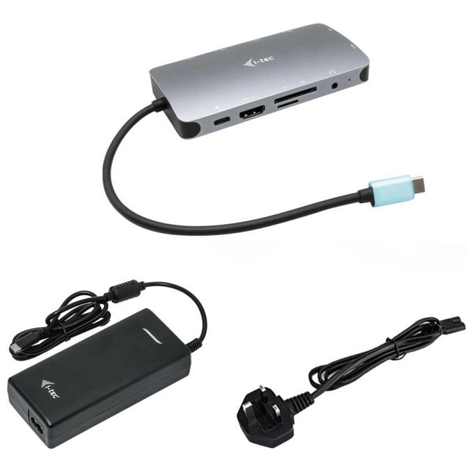 I-Tec USB-C Metal Nano Dock HDMI-VGA with LAN  Charger 112W