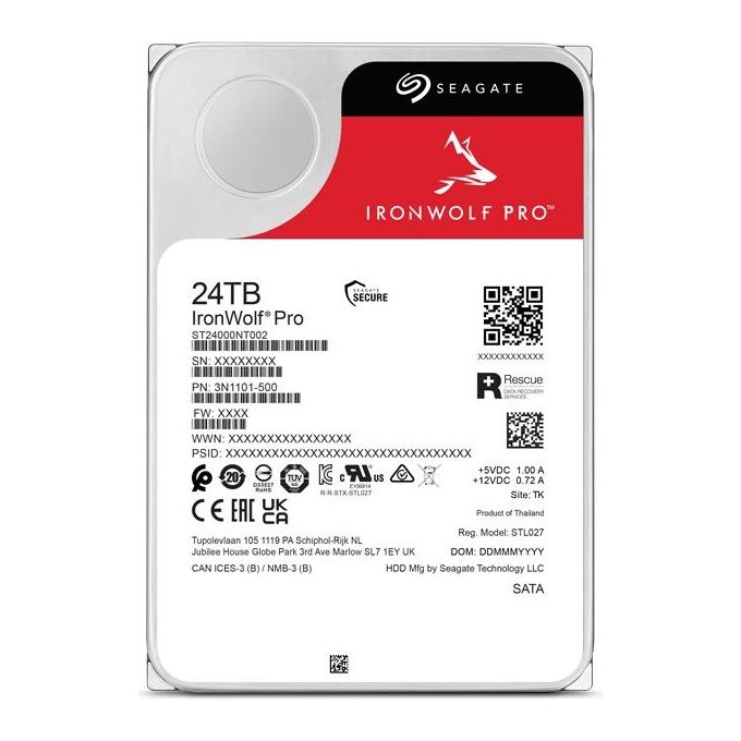 Seagate IronWolf Pro ST24000NT002 HDD 24Tb Interno 3.5'' SATA 6Gb-s 7200 rpm buffer: 512Mb