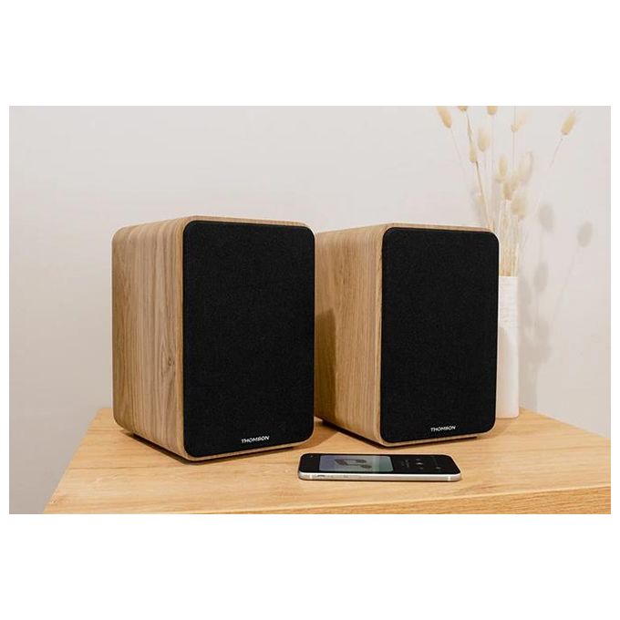 Thomson Hifi Bookshelf Speakers Cosy 100w Bt 5.0 Rca Command Wood black Ws602duo