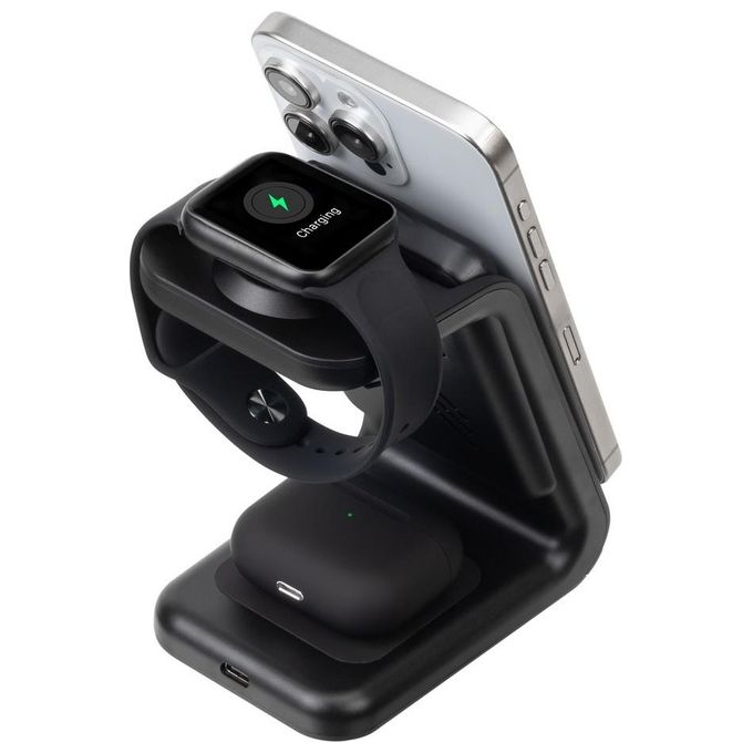 Rivacase VA4917 Caricabatterie Wireless Qi 15W con Batteria Esterna con Funzione di Ricarica Rapida Qc-Pd 5000 Mah