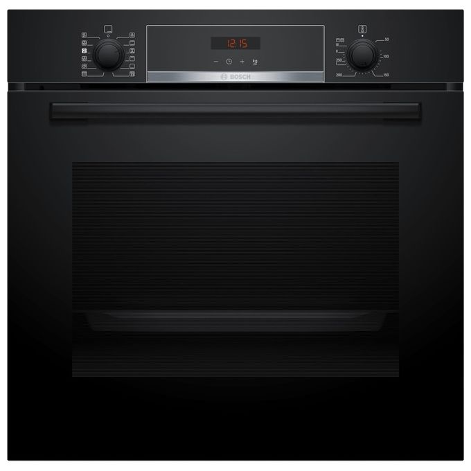 Bosch Serie 4 HQA574BB3 Forno elettrico da incasso Value Steam 71 Litri  Classe A+ Pirolitico Display digitale LED rosso 10 programmi automatici 8 funzioni cottura 3D funzione HotAir steam vaschetta dell'acqua da 0,2l 60 cm Nero
