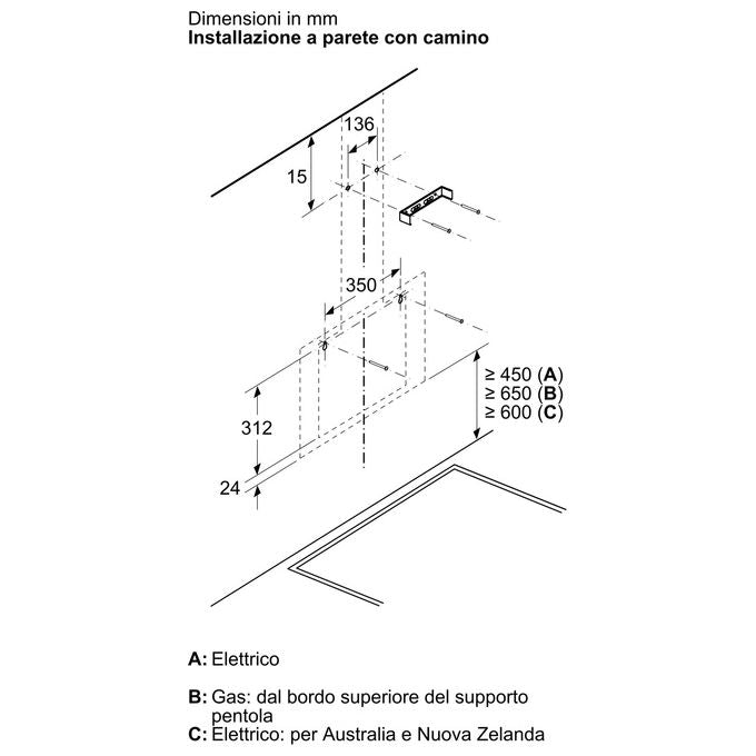 Bosch Serie 2 DWK85DK60 Cappa a muro filtrante design inclinato 80 cm Classe A  3 velocita' Nero