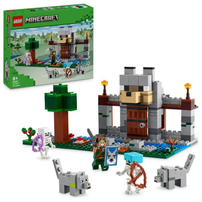 LEGO Minecraft Il Castello del Lupo Giocattolo da Costruire con il Personaggio del Domatore 2 Animali e 2 Scheletri con Armi Giochi di Ruolo per Bambini e Bambine da 8 Anni in su Idea Regalo 21261