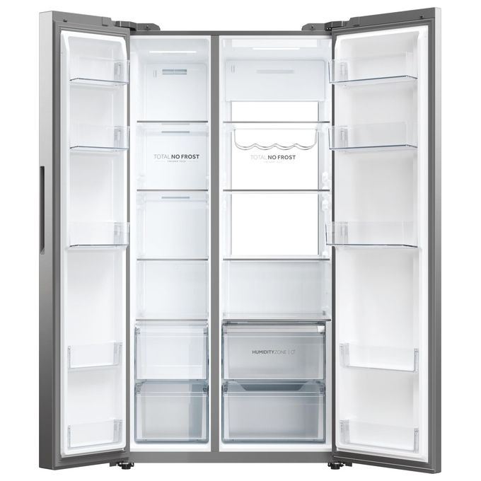 Haier HSW79F18ANMM Frigorifero Americano Side by Side Capacita' 611 Litri Classe energetica A Raffreddamento No Frost colore Inox