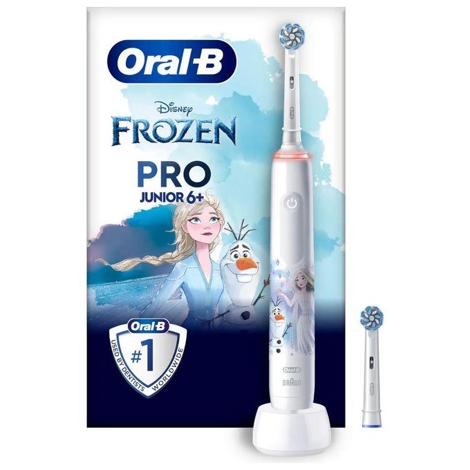 Braun Oral-B Spazzolino Elettrico Pro Junior 1 Spazzolino di Frozen 2 Testine da 6 Anni in Su