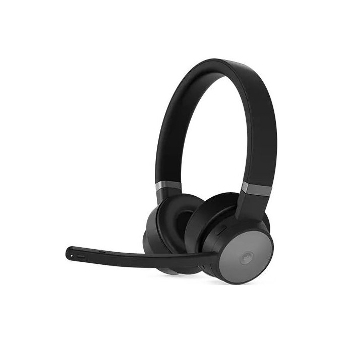 Lenovo Go Wireless ANC Auricolare con Cavo e Senza Cavo a Padiglione Ufficio Usb Tipo-c Bluetooth Base di Ricarica Nero