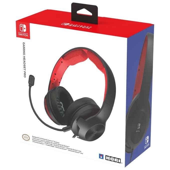 Hori Cuffie Gaming per Nintendo Switch e Switch Lite Nero-Rosso Ufficiale Nintendo