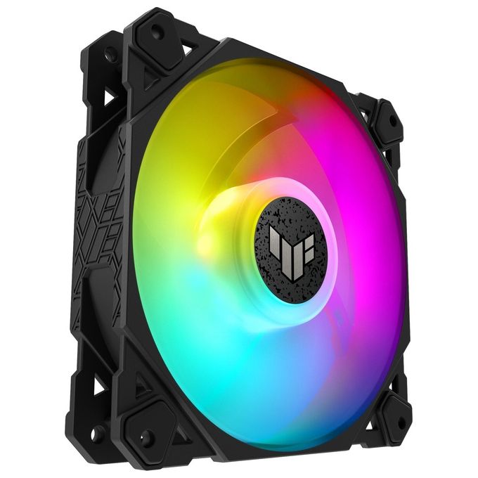ASUS TUF Gaming TF120 ARGB Ventola Per Case, 120mm, Avanzato Cuscinetto Fluidodinamico (FDB), Illuminazione ARGB Aura Sync, Controller multifunzione Incluso, Durata 250.000 Ore, 3 Pezzi, Nero