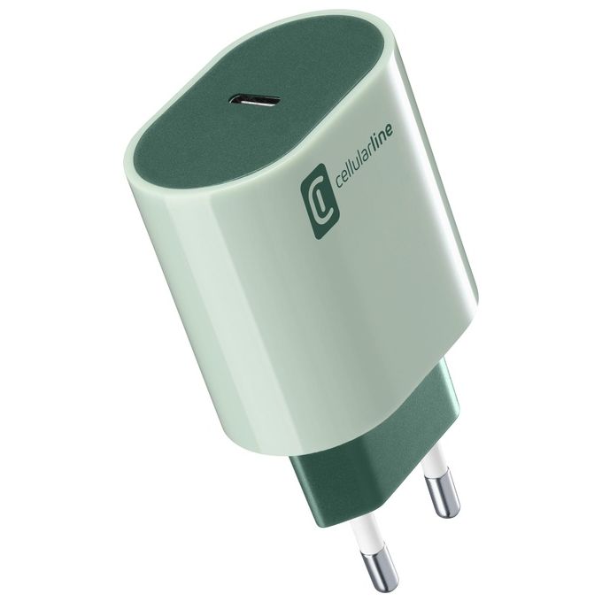 Cellular Line USB-C Charger #Stylecolor Universal Caricabatterie da Rete 20W Colorato Verde