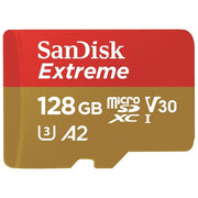 SanDisk Extreme 128 Gb microSDXC + adattatore SD fino a 190 MB-s, UHS-I, Classe 10, U3, V30