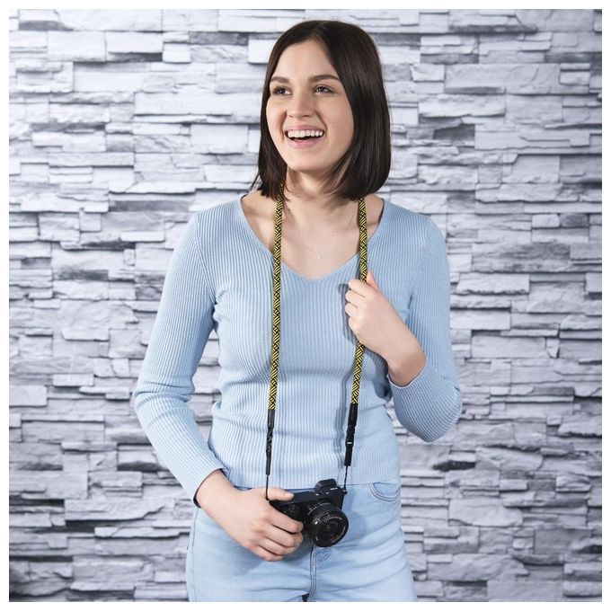Hama Cinghia per Fotocamera Braid 120cm Nero-Giallo