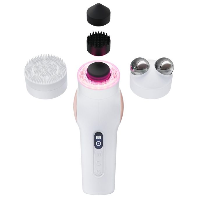 TheraFace PRO - Dispositivo per la cura del viso 6-in-1 con massaggio a percussione - microcorrente - luce LED blu e rossa da Therabody (Bianco)