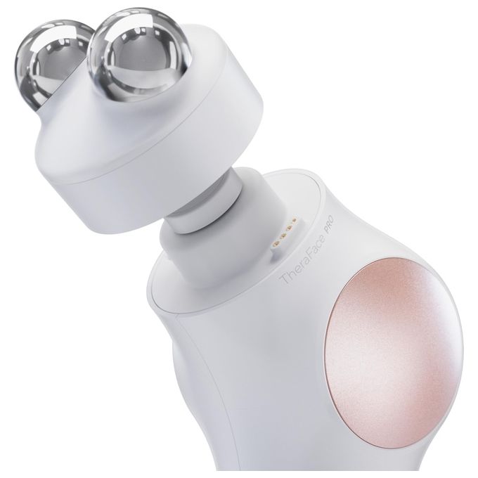 TheraFace PRO - Dispositivo per la cura del viso 6-in-1 con massaggio a percussione - microcorrente - luce LED blu e rossa da Therabody (Bianco)