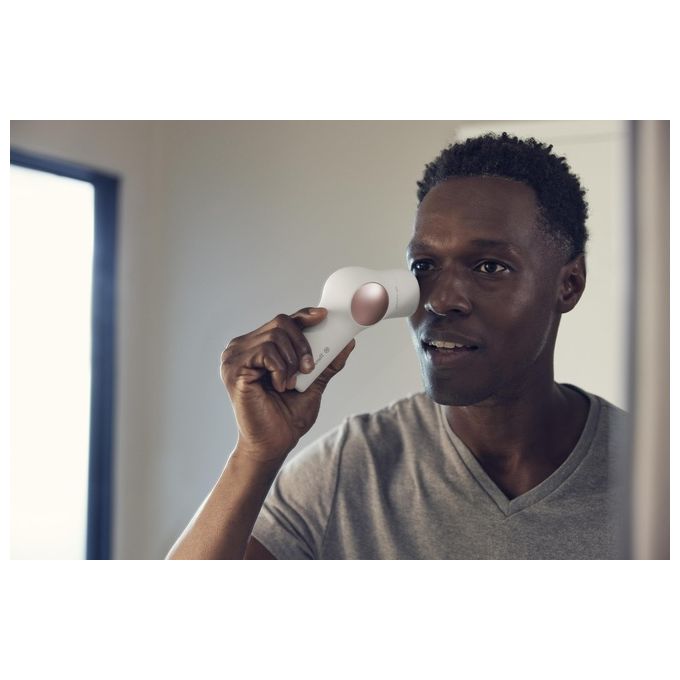 TheraFace PRO - Dispositivo per la cura del viso 6-in-1 con massaggio a percussione - microcorrente - luce LED blu e rossa da Therabody (Bianco)
