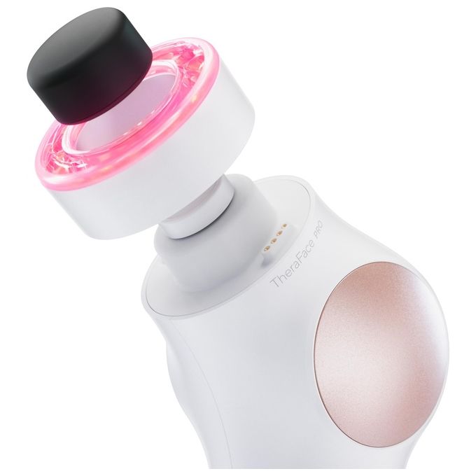 TheraFace PRO - Dispositivo per la cura del viso 6-in-1 con massaggio a percussione - microcorrente - luce LED blu e rossa da Therabody (Bianco)