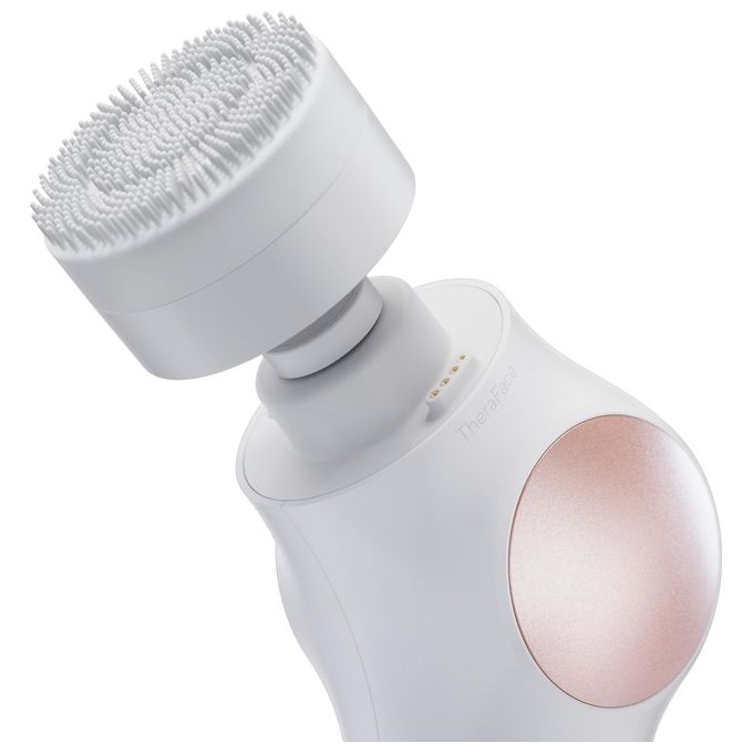 TheraFace PRO - Dispositivo per la cura del viso 6-in-1 con massaggio a percussione - microcorrente - luce LED blu e rossa da Therabody (Bianco)