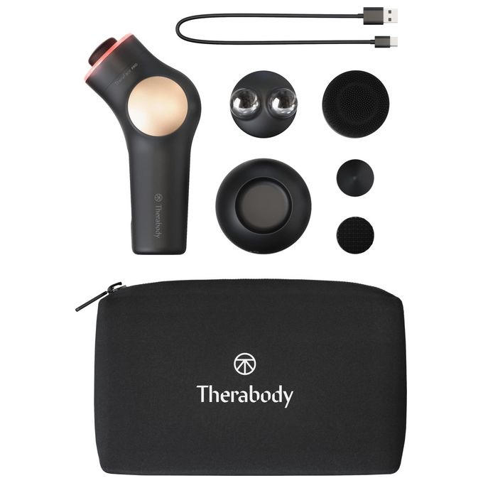 TheraFace PRO - Dispositivo per la cura del viso 6-in-1 con massaggio a percussione - microcorrente - luce LED blu e rossa da Therabody (Nero…)