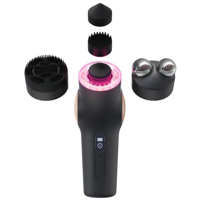 TheraFace PRO - Dispositivo per la cura del viso 6-in-1 con massaggio a percussione - microcorrente - luce LED blu e rossa da Therabody (Nero…)