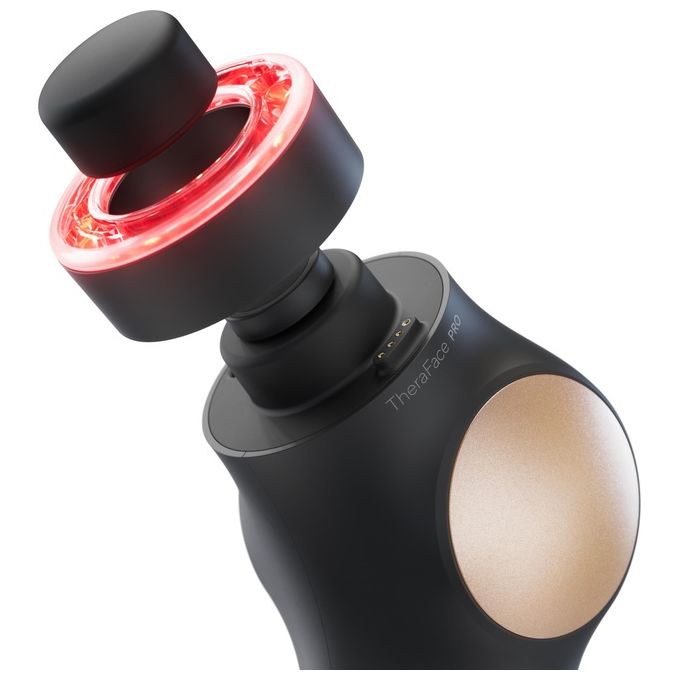 TheraFace PRO - Dispositivo per la cura del viso 6-in-1 con massaggio a percussione - microcorrente - luce LED blu e rossa da Therabody (Nero…)