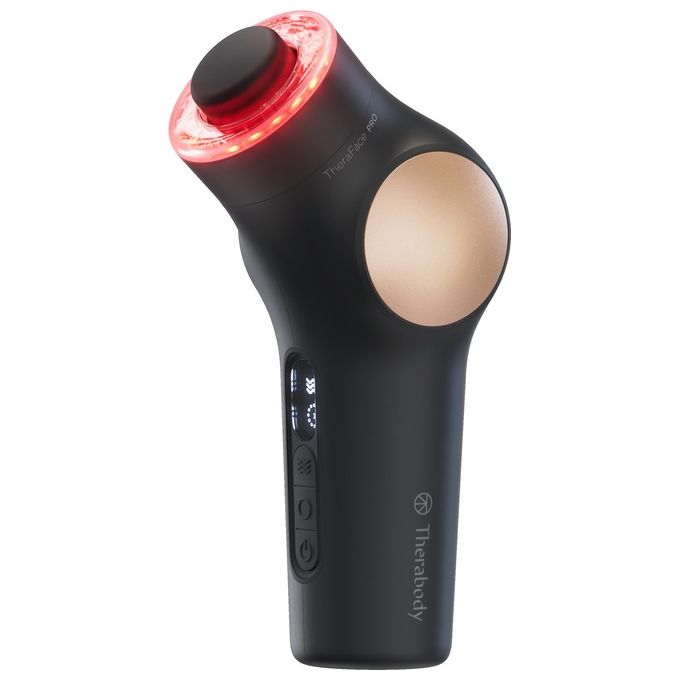 TheraFace PRO - Dispositivo per la cura del viso 6-in-1 con massaggio a percussione - microcorrente - luce LED blu e rossa da Therabody (Nero…)