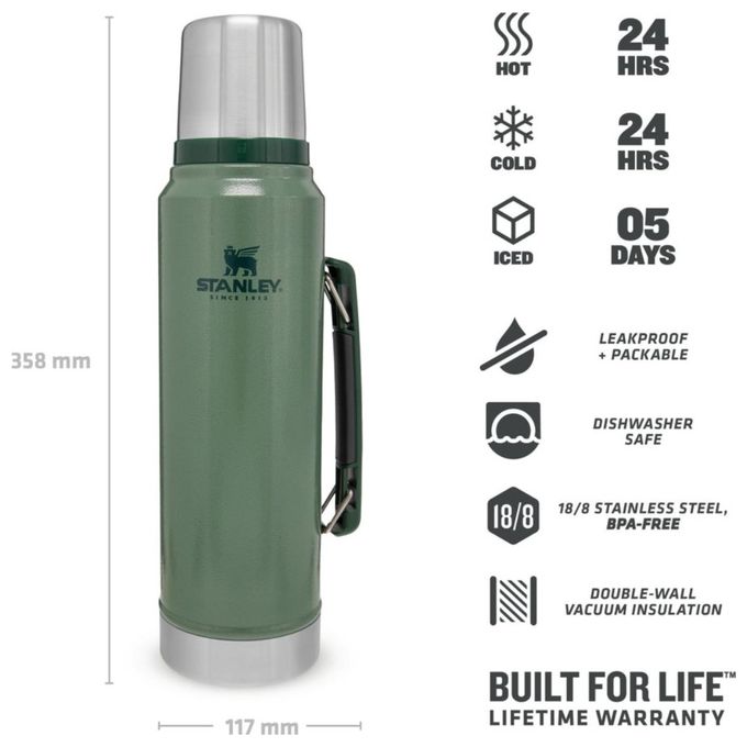 Stanley Classic Borraccia 1 Litro Hammertone Verde