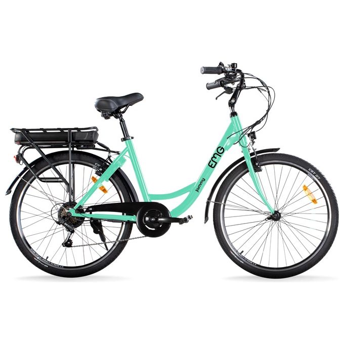 Emg E-Bike Jammy Cy26 Ruote 26'' Batteria 36V 10Ah Motore 250W Autonomia 40-50km Verde Pastello