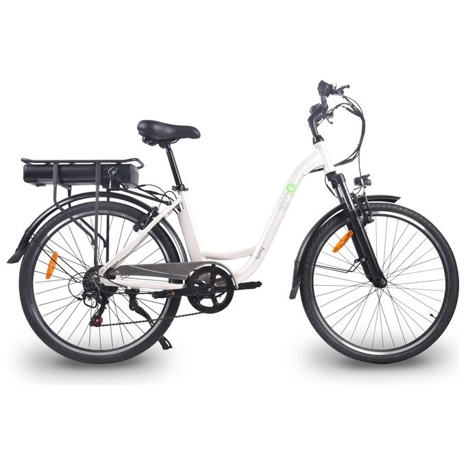 EMG E-Bike Citybike Funny 26'' 250W Autonomia 40Km Batteria Integrata Bianca