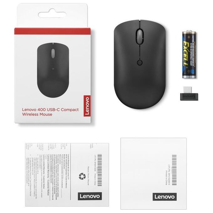 Lenovo ThinkPad USB-C Wireless Compact Mouse Ambidestro Rf Wireless Ottico 2400 Dpi