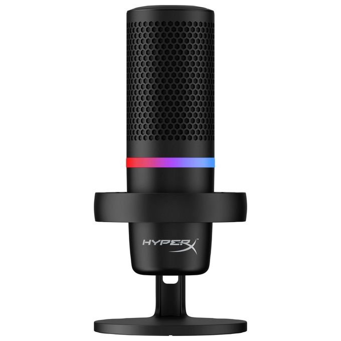 HyperX DuoCast Microfono da gaming USB a condensatore Illuminazione RGB ShockMount Cardioide Omnidirezionale FiltroPop Streaming Podcast Twitch YouTube Discord per PC PS5 PS4 Mac Nero