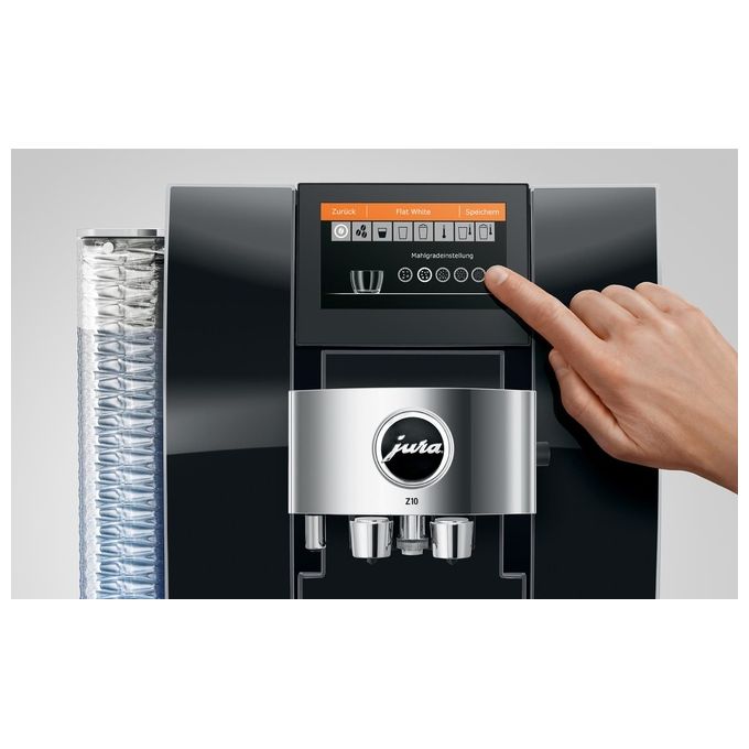 JURA Z10 Diamond Black - Macchina da caffe' automatica, 2,4 L, 15 bar, 1450 W, 32 specialita', macinacaffe' P.R.G., Cold Extraction Process, display touch da 4,3'', Nero