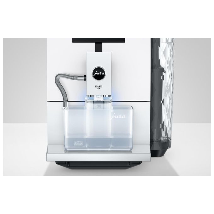 JURA ENA 8 Full Nordic White - Macchina da caffe' automatica, 1,1 L, 15 bar, 1450 W, 15 specialita', macinacaffe' Aroma G3, display TFT, sistema cappuccino, Bianco