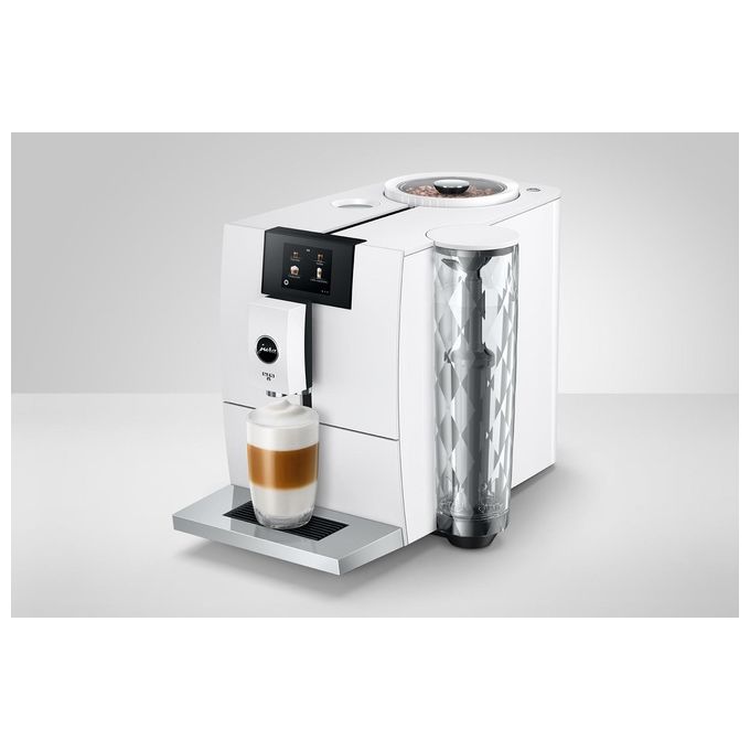 JURA ENA 8 Full Nordic White - Macchina da caffe' automatica, 1,1 L, 15 bar, 1450 W, 15 specialita', macinacaffe' Aroma G3, display TFT, sistema cappuccino, Bianco