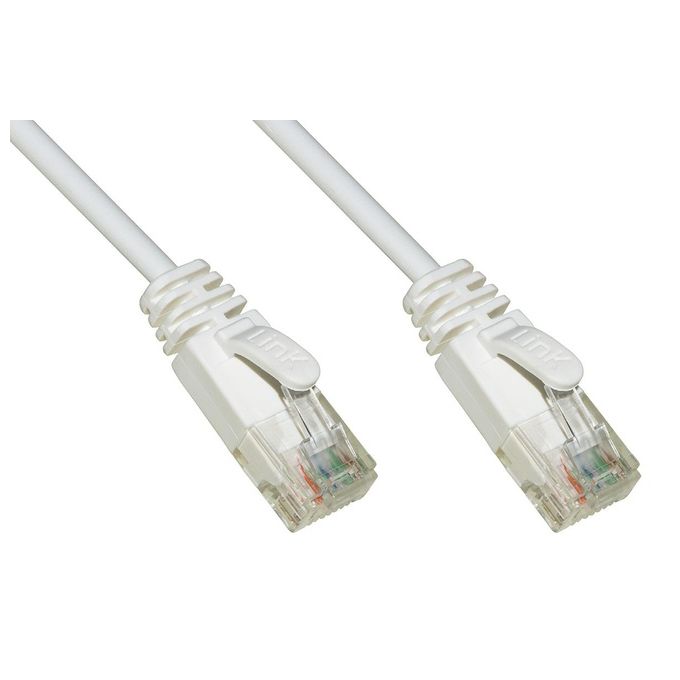 Link Cavo di Rete Categoria 6 Non Schermato Utp Bianco Halogenfree 0.5mt Slim