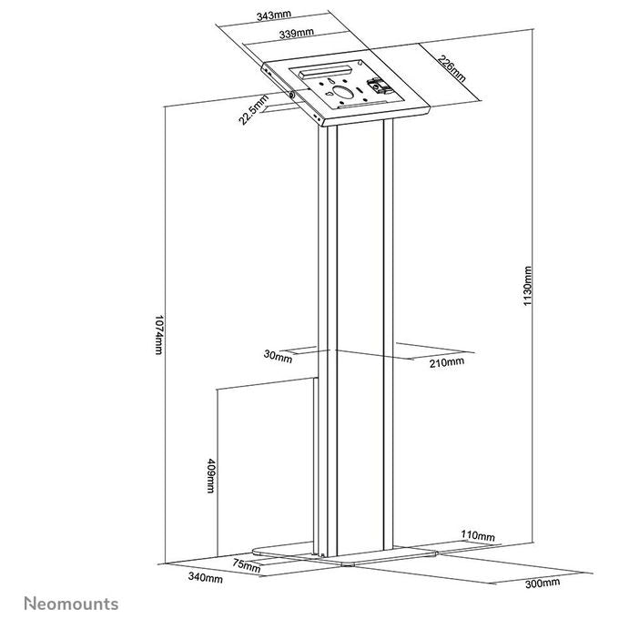Neomounts FL15-750WH1 Supporto da Pavimento per Tablet 9.7-11'' Bianco