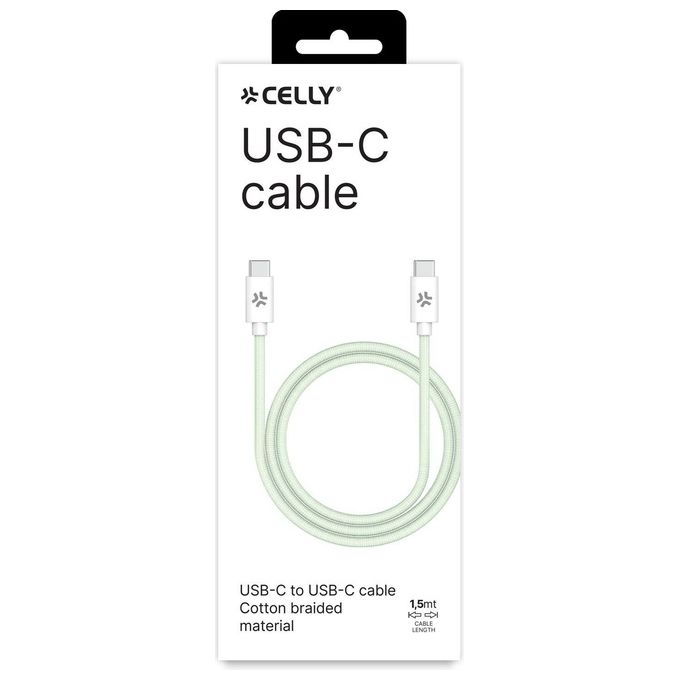Celly Cavo Usb-C a Usb-C 1.5mt Verde Cotton