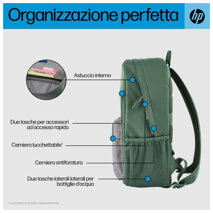 HP Campus Zaino Porta Computer 15.6'' Verde