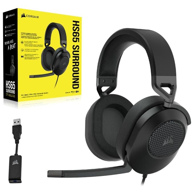 Corsair HS65 Surround Carbon Cuffie con Microfono Jack 3.5 PC-Xbox-PS4-Mobile