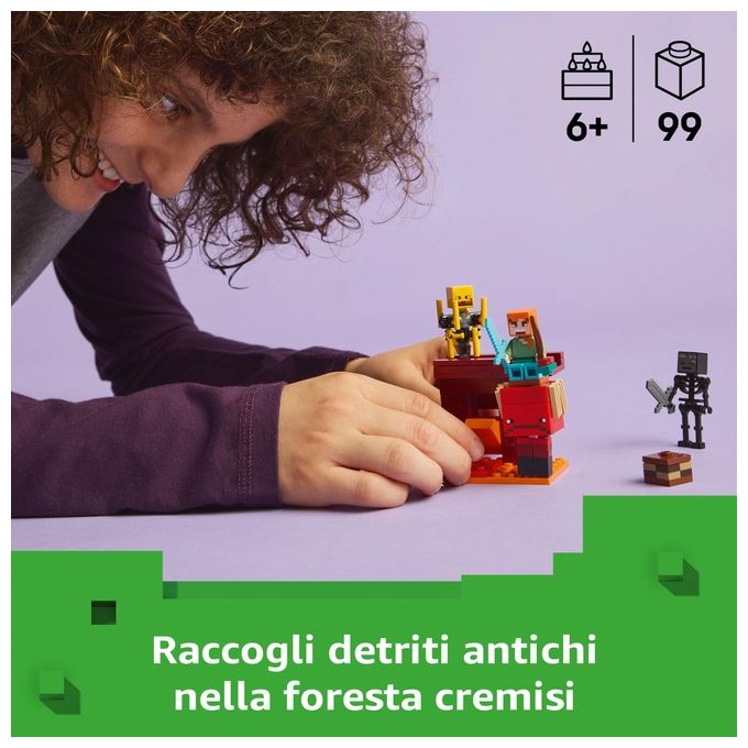 LEGO Minecraft Battaglia sul Ponte del Nether Gioco d'Avventura per Bambini e Bambine da 6 Anni Piccolo Set da Costruire con Funzioni e 4 Personaggi del Videogioco Idea Regalo di Compleanno 21266