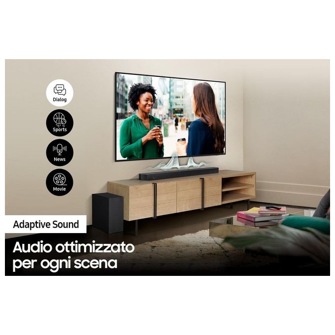 [ComeNuovo] Samsung Soundbar HW-Q600B-ZF con Subwoofer 3.1.2 Canali 360W 2022 Suono Immersivo e Ottimizzato Effetto Cinema Surround Gaming Mode